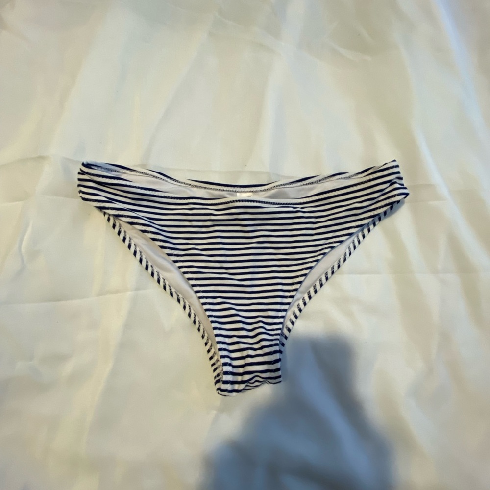 Navy and white stripped bikini bottoms with matching top (On my page)